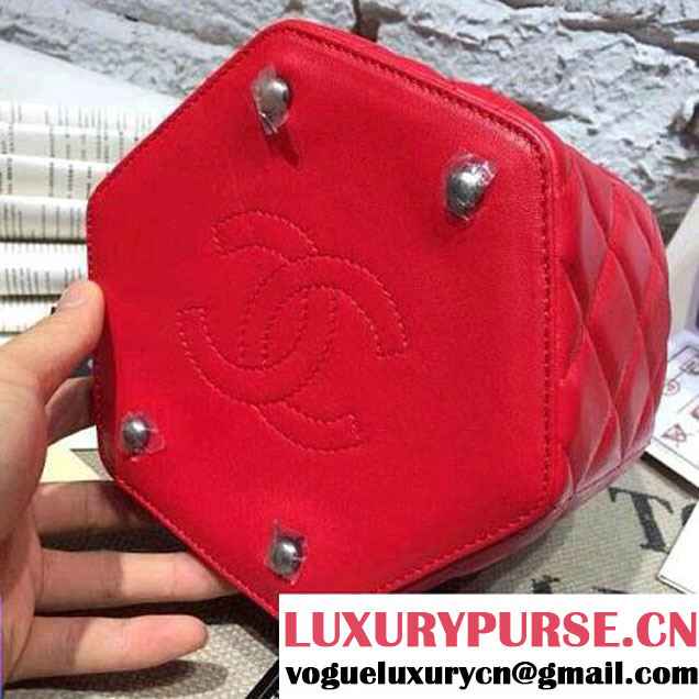 Chanel Drawstring Bucket Bag Red 2014