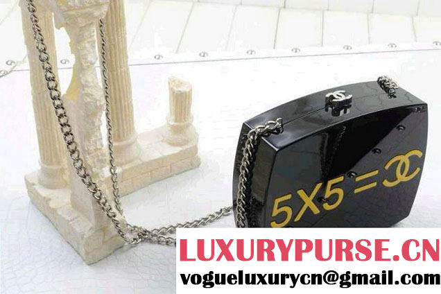 Chanel Statement Chain Cross body Plexiglass Minaudiere Clutch Bag A94605 in Black Spring 2015