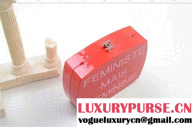 Chanel Statement Chain Cross body Plexiglass Minaudiere Clutch Bag A94606 in Red Spring 2015