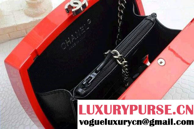 Chanel Statement Chain Cross body Plexiglass Minaudiere Clutch Bag A94606 in Red Spring 2015