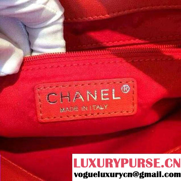Chanel Canvas Clutch Bag Red with Front Pocket Spring 2015
