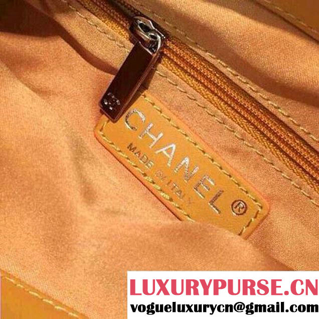 Chanel Canvas Clutch Bag Black/Apricot with Front Pocket Spring 2015