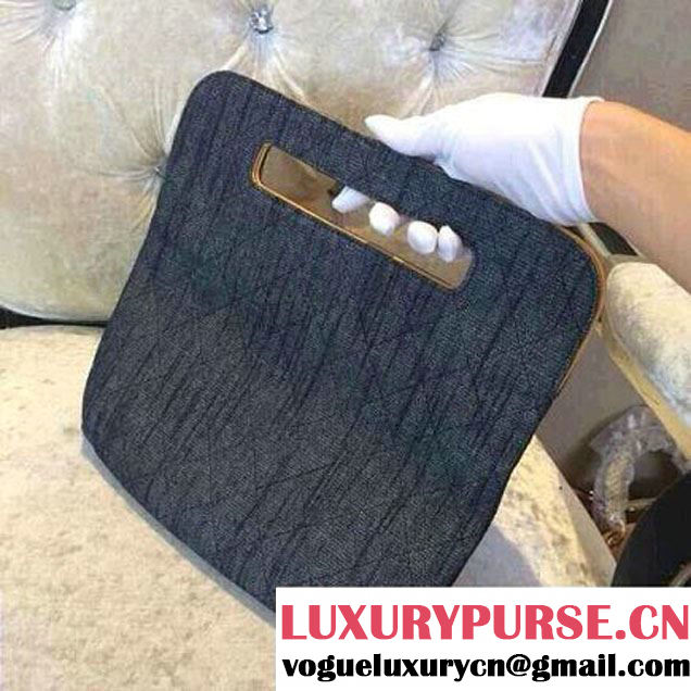 Chanel Canvas Clutch Bag Black/Apricot with Front Pocket Spring 2015
