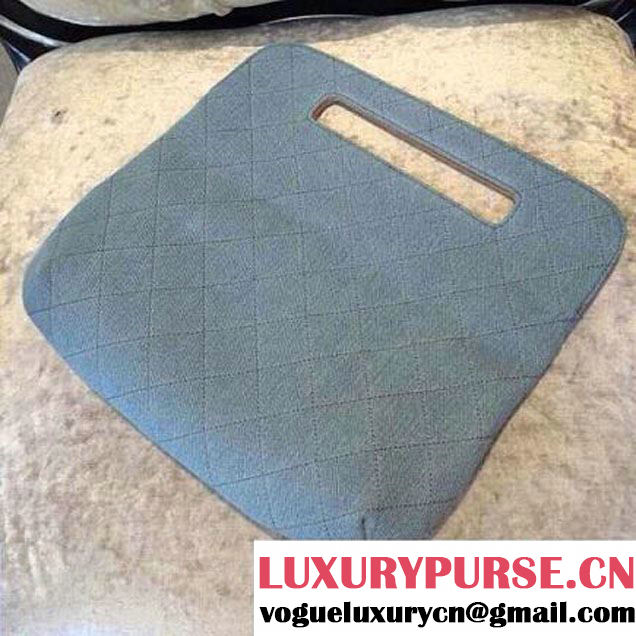 Chanel Canvas Clutch Bag Blue/Apricot with Front Pocket Spring 2015