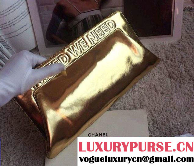 Chanel Gold Clutch "TWEED WE NEED"  Runway 2015