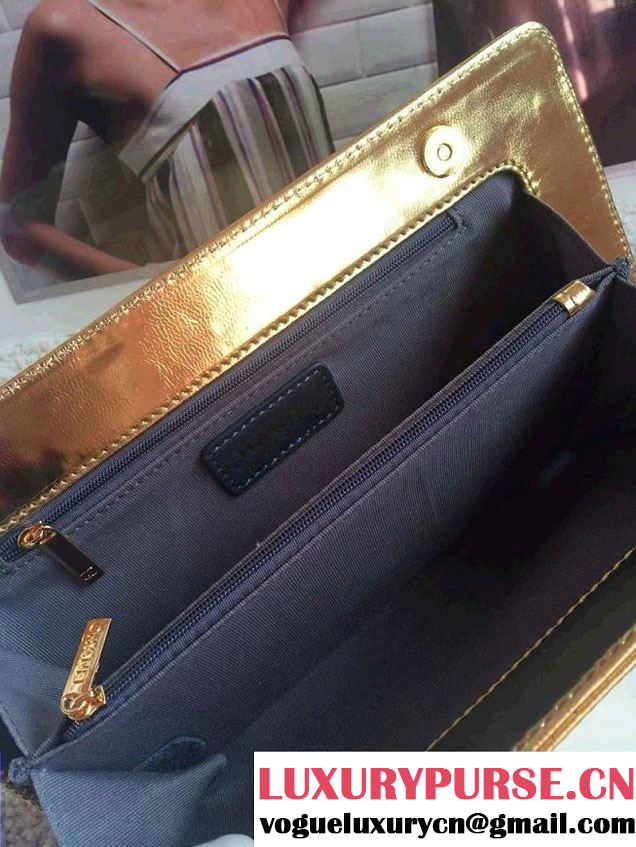 Chanel Gold Clutch "TWEED WE NEED"  Runway 2015