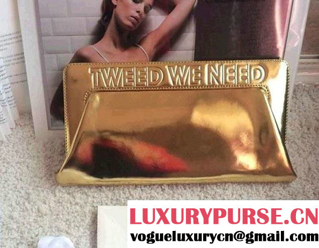 Chanel Gold Clutch "TWEED WE NEED"  Runway 2015