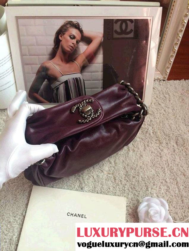 Chanel Clutch Tote Bag Date Red with Embellished Hardware 2015