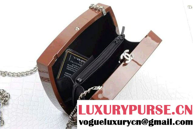 Chanel Statement Chain Cross body Clutch Bag in Brown Spring 2015