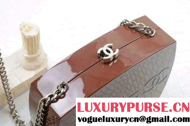 Chanel Statement Chain Cross body Clutch Bag in Brown Spring 2015
