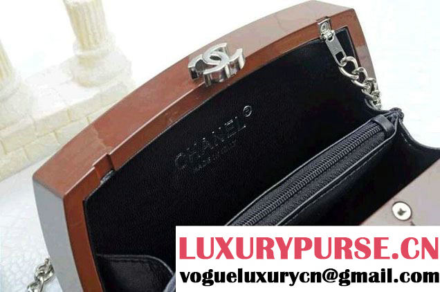 Chanel Statement Chain Cross body Clutch Bag in Brown Spring 2015