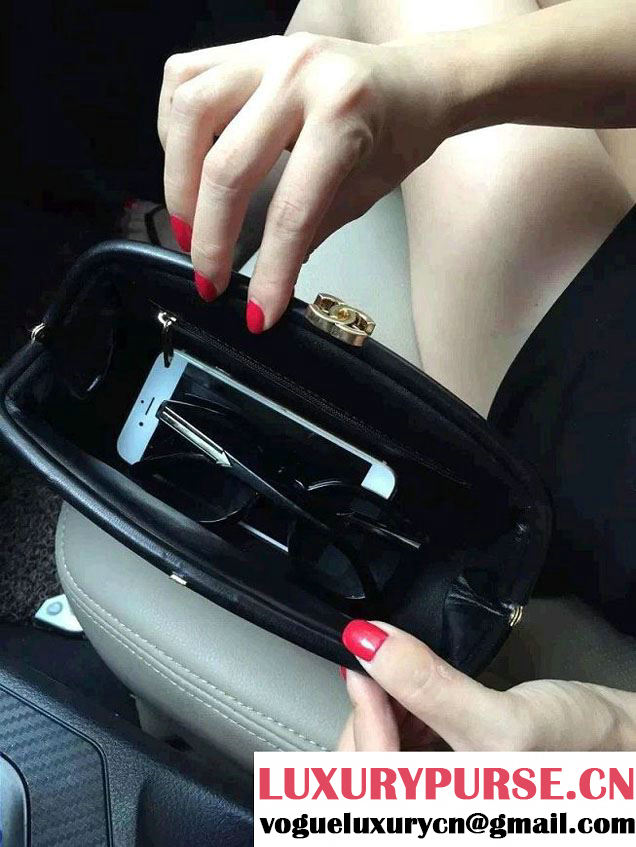 Chanel Lambskin Chevron Timeless Clutch Bag Black 2015