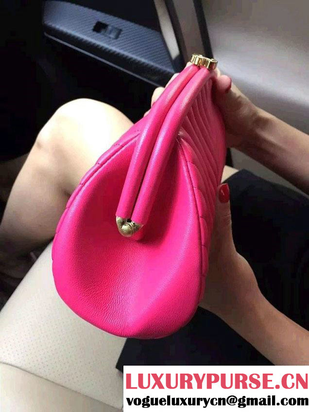 Chanel Lambskin Chevron Timeless Clutch Bag Fuchsia 2015
