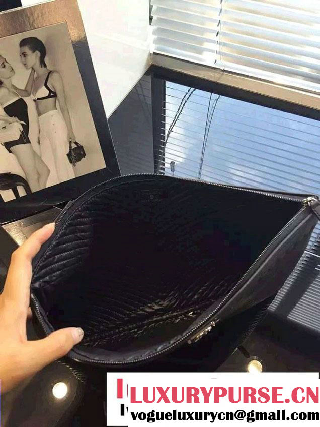Chanel Boy Metallic Calfskin Chevron Clutch Bag Black 2015