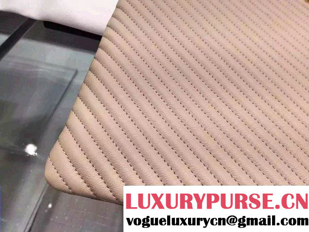 Chanel Boy Metallic Calfskin Chevron Clutch Bag Beige 2015
