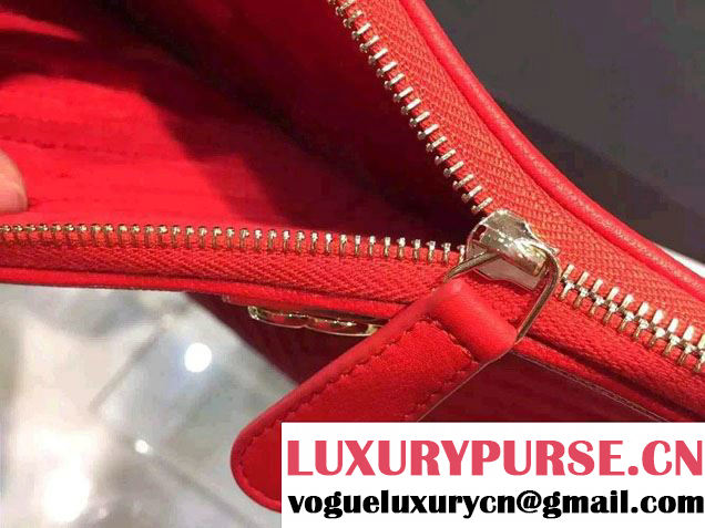 Chanel Boy Metallic Calfskin Chevron Clutch Bag Red 2015