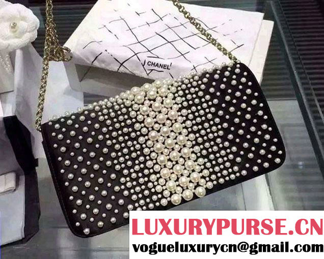 Chanel Pearl Chain Flap Clutch Bag 2015