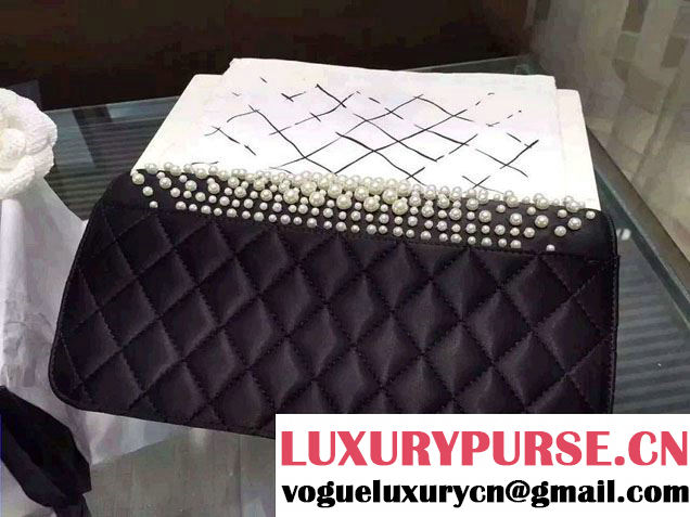 Chanel Pearl Chain Flap Clutch Bag 2015
