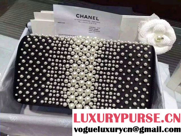 Chanel Pearl Chain Flap Clutch Bag 2015