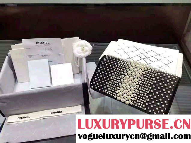 Chanel Pearl Chain Flap Clutch Bag 2015