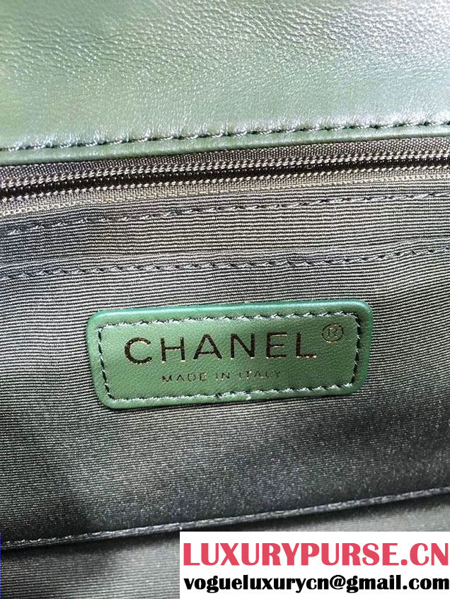 Chanel Menu CC Clutch Bag Green Fall Winter 2015