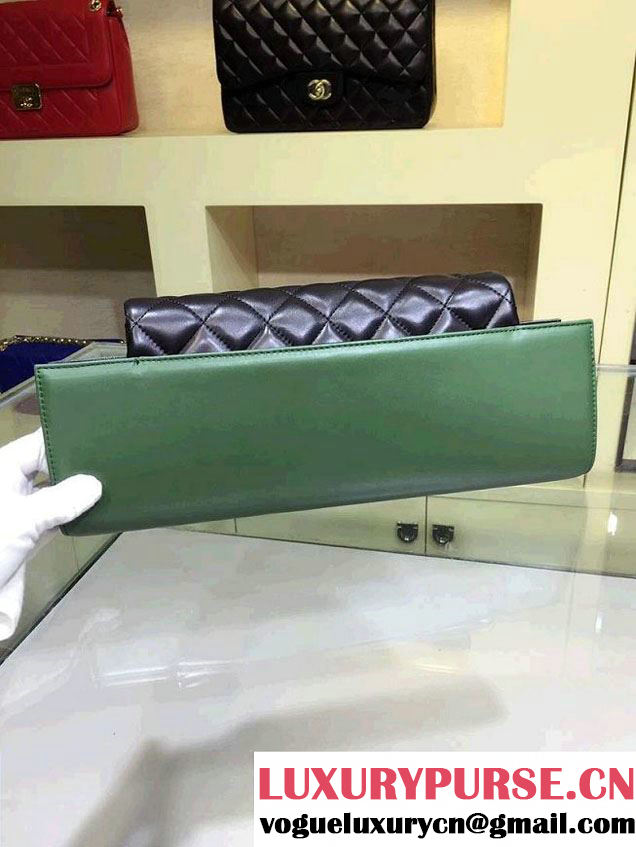 Chanel Menu CC Clutch Bag Green Fall Winter 2015