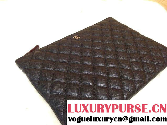 Chanel Caviar Leather Ipad Clutch Case Bag Black A69252