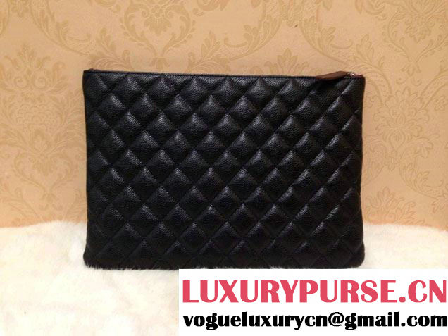 Chanel Caviar Leather Ipad Clutch Case Bag Black A69252