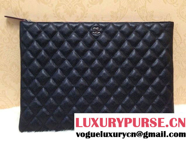 Chanel Caviar Leather Ipad Clutch Case Large Bag Black A69252