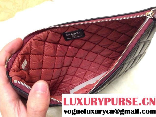 Chanel Lambksin Leather Ipad Clutch Case Small Bag Black A69252