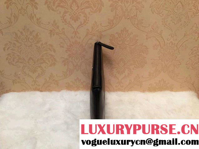 Chanel Lambskin and Patent Leather Ipad Clutch Case Small Bag Black A69252