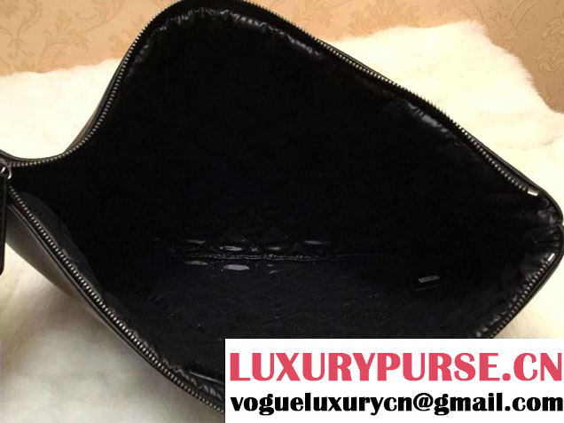 Chanel Lambskin and Patent Leather Ipad Clutch Case Large Bag Black A69252