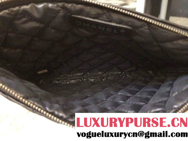 Chanel Zipped Lambskin Leather Ipad Clutch Case Small Bag Black A69252