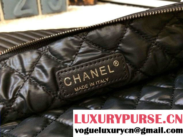 Chanel Zipped Lambskin Leather Ipad Clutch Case Large Bag Black A69252