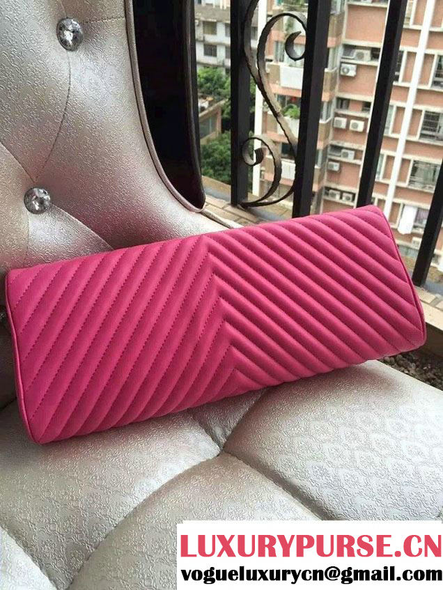 Chanel Chevron Evening Clutch Bag Fuchsia 2015