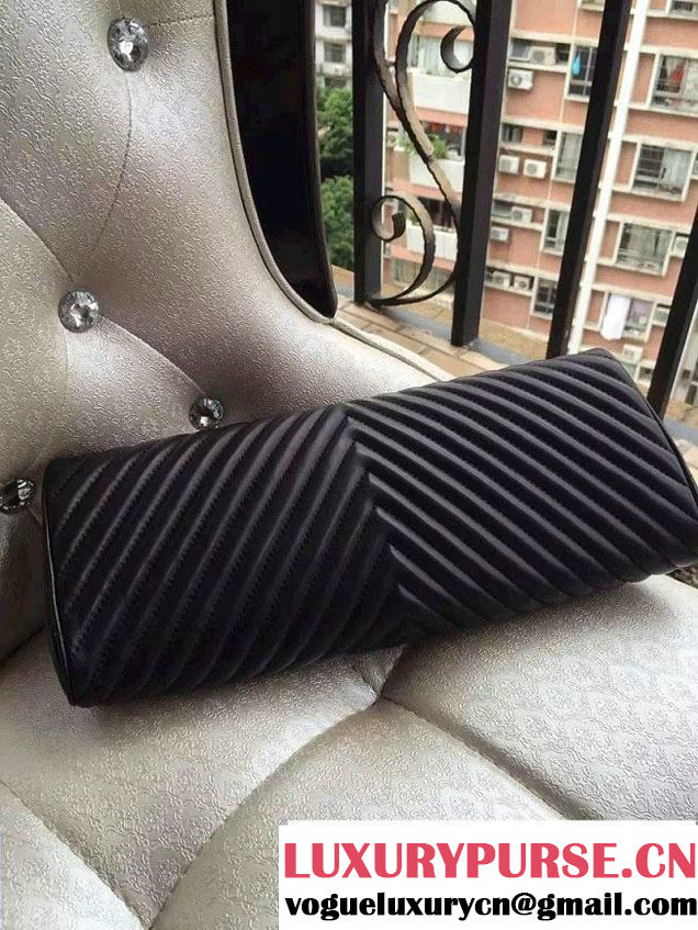 Chanel Chevron Evening Clutch Bag Black 2015