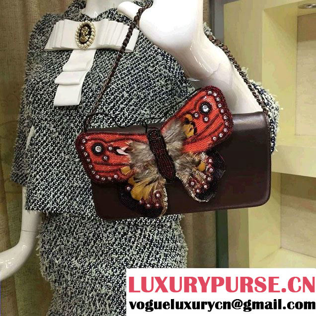 Chanel Metallized Lambskin Embroidered With A Butterfly Clutch Bag A94377 2015