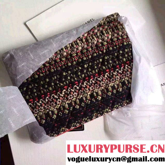 Chanel Multicolor Tweed Zipped Around Clutch Bag Fall 2015