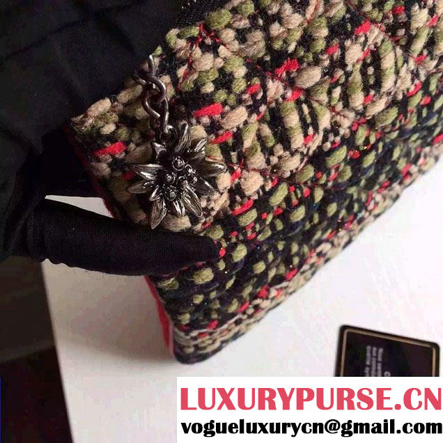 Chanel Multicolor Tweed Zipped Around Clutch Bag Fall 2015