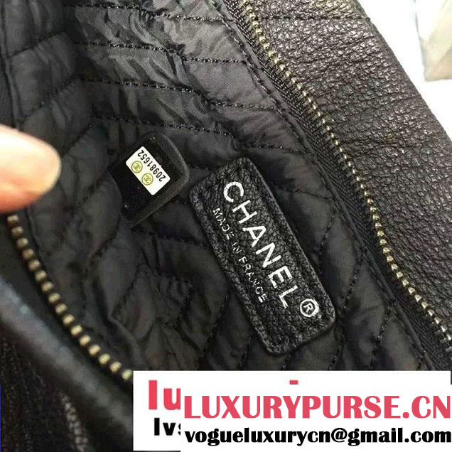 Chanel Calfskin Chevron Folded Large Clutch Case Bag Black 2015