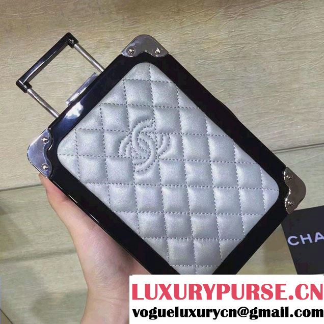 Chanel Evening In The Air Mini Trolley Minaudiere Bag A94634 Silver 2016