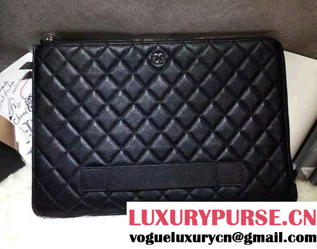 Chanel Calfskin Pouch Clutch Bag A82388 Black 2016