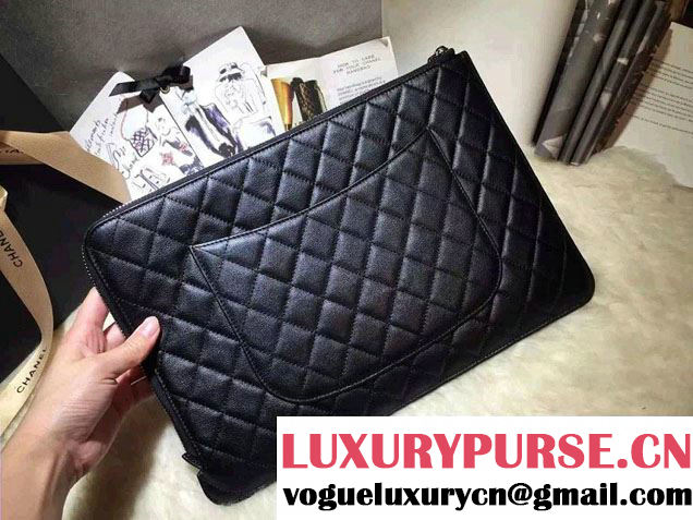 Chanel Calfskin Pouch Clutch Bag A82388 Black 2016