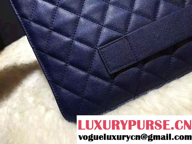 Chanel Calfskin Pouch Clutch Bag A82388 Navy Blue 2016