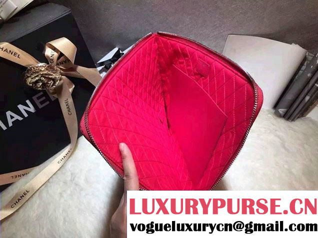 Chanel Calfskin Pouch Clutch Bag A82388 Dark Pink 2016