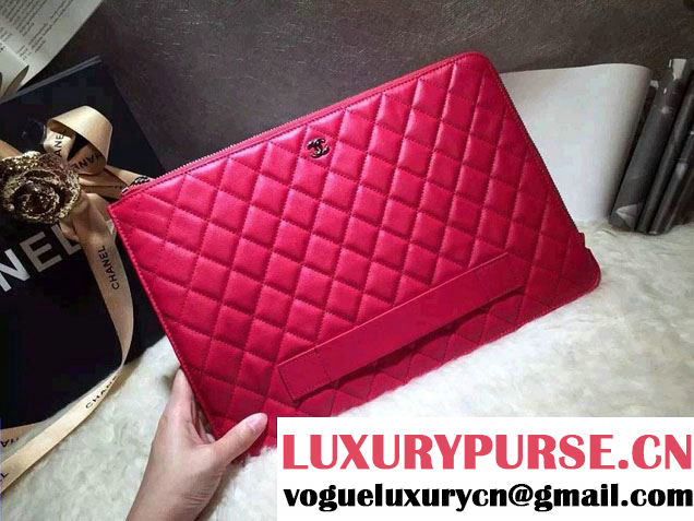 Chanel Calfskin Pouch Clutch Bag A82388 Dark Pink 2016