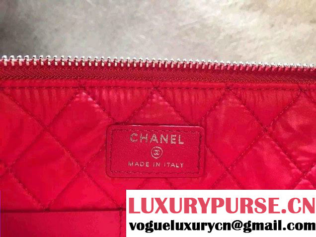 Chanel Calfskin Pouch Clutch Bag A82388 Dark Pink 2016