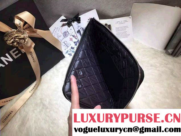 Chanel Calfskin Pouch Clutch Bag A82389 Black 2016