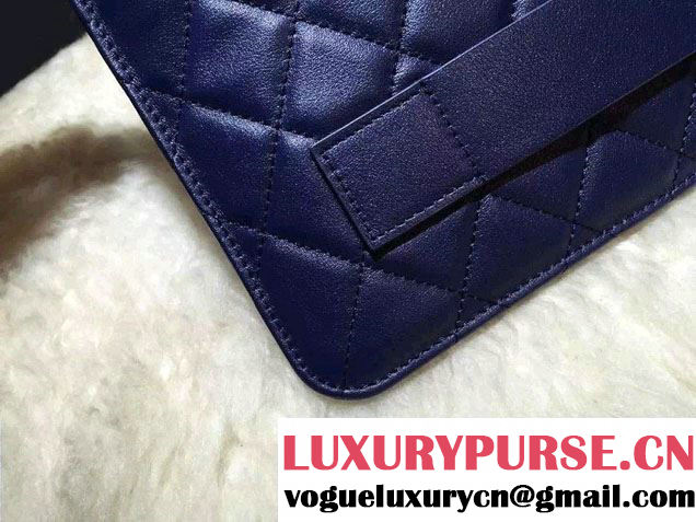 Chanel Calfskin Pouch Clutch Bag A82389 Navy Blue 2016