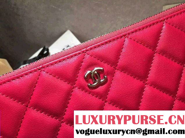 Chanel Calfskin Pouch Clutch Bag A82389 Dark Pink 2016